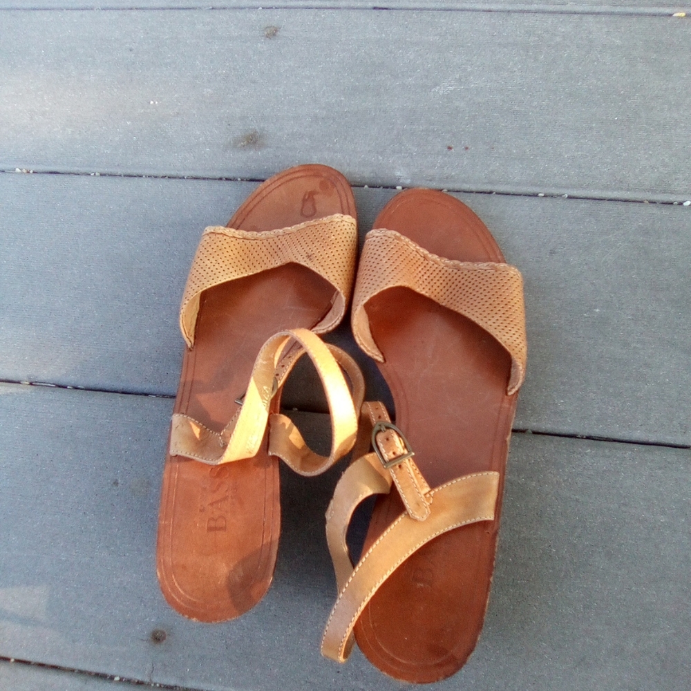 BASS SANDALS SIZE 8.5 LEATHER Elegant Tan Sandals for Women - Picture 6 of 12